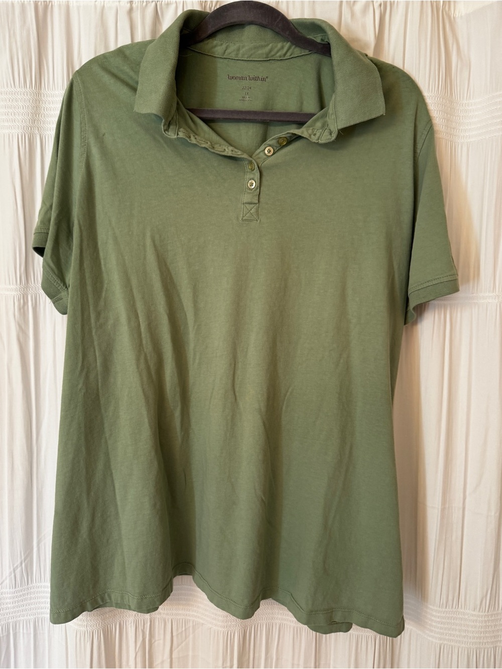 Woman Within Olive Green Polo Shirt - Women's